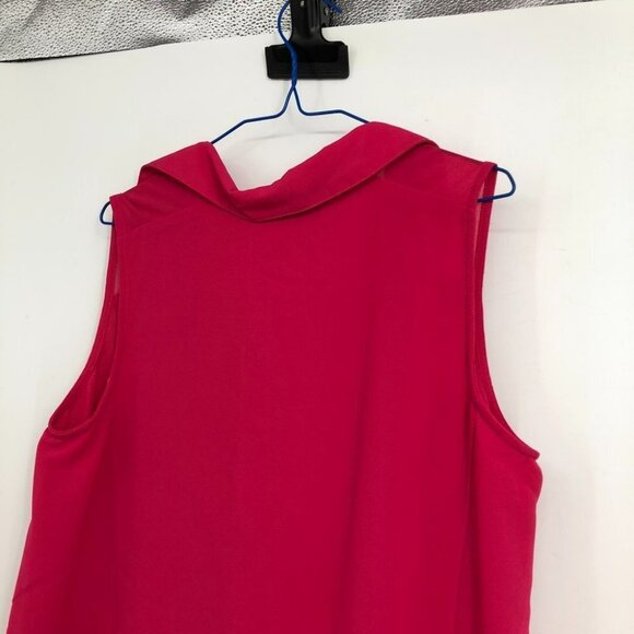 Jana Italy hot pink sleeveless layered high low collared blouse SP - Picture 5 of 15